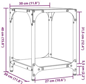 Τραπεζάκια Σαλονιού Επιφάνεια Διαφανές Γυαλί 30x30x40 εκ Ατσάλι - Διαφανές