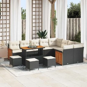 vidaXL Σετ Καναπέ Κήπου 13 pcs Μαύρο και κρεμ 110 x 55 x 71 εκ