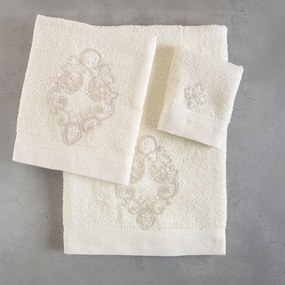 Πετσέτες Cybele (Σετ 3τμχ) Ecru Ρυθμός Towels Set 80x150cm 100% Πενιέ Βαμβάκι