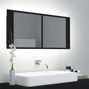 vidaXL Ντουλάπι Μπάνιου με Καθρέφτη και LED Μαύρο 100 x 12 x 45 εκ.