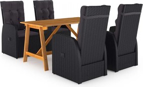 vidaXL Σετ Τραπεζαρίας Κήπου 5 Τεμαχίων Μαύρο