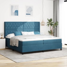 vidaXL Κρεβάτι με Βάση και Ματρίς Σκούρο Μπλε 200x200 εκ. Βελούδο