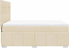 vidaXL Κρεβάτι Boxspring με Στρώμα Κρεμ 140x190 εκ. Υφασμάτινο