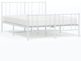 Πλαίσιο Κρεβατιού με Κεφαλάρι&amp;Ποδαρικό Λευκό 160x200εκ. Μέταλλο - Λευκό