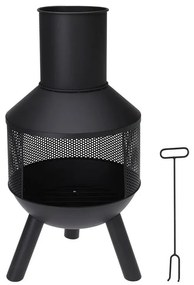 Τζάκι εξωτερικού χώρου με καμινάδα και πόδια στήριξης, 37x76cm, Μαύρο