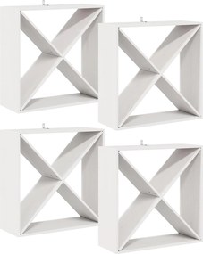 vidaXL Ράφι Κρασιού 4 pcs Λευκό 62 x 25 x 62 cm Στερεά ξυλεία πεύκου