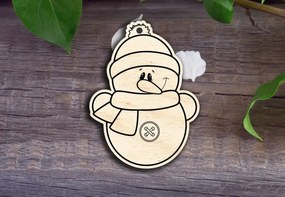 Σετ των 3 Intra απο ξύλο plywood 3mm-4mm πάχος Κουμπιά το χριστουγεννιάτικο στολίδι χιονάνθρωπος Δίασταση 8x8 cm INTRAFABR-31509582