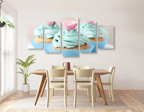 Πολύχρωμα cupcakes εικόνας 5 μερών - 100x50