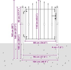 vidaXL Πύλη Φράχτη ASTEN 100 x 100 cm Κλειδώσιμο Μέταλλο Μαύρο