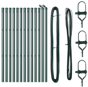 vidaXL Στύλος Περιφράξεων 13 pcs Πράσινο Ατσάλι