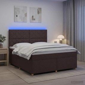 vidaXL Κρεβάτι box spring με στρώμα Σκούρο Καφέ 160 x 200 cm Ύφασμα