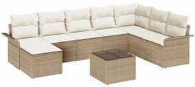 vidaXL Σετ Καναπέ Κήπου με μαξιλάρι 9 pcs Καφέ Πολυ ράταν