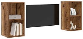 vidaXL Τηλεοπτική Κάβα Τοίχου 2 pcs Παλιό ξύλο 37 x 37 x 72 εκ