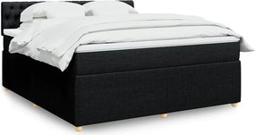 vidaXL Κρεβάτι Boxspring με Στρώμα Μαύρο 180x200 εκ. Υφασμάτινο