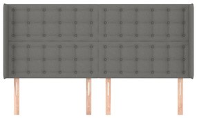 Κεφαλάρι με Πτερύγια Σκούρο Γκρι 163x16x118/128 εκ. Υφασμάτινο - Γκρι