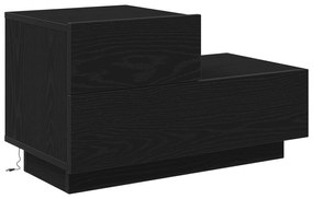 vidaXL Κομοδίνο  με LED Φώτα Μαύρη Ξυλεία 70 x 36 x 40.5 εκ.
