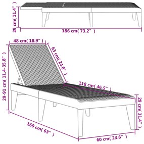 Ξαπλώστρα Καπουτσίνο 186 x 60 x 29 από Πολυπροπυλένιο - Καφέ