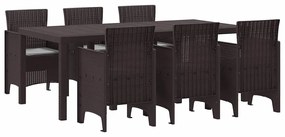 vidaXL Σέτ φαγητού για κήπο 7 pcs Καφέ Rattan Polt