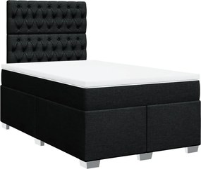 vidaXL Κρεβάτι Boxspring με Στρώμα Μαύρο 120x190 εκ. Υφασμάτινο