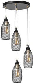 Φωτιστικό Οροφής Rio 941RTN1244 Φ30x70cm 4xE27 40W Black Opviq