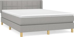 vidaXL Κρεβάτι Boxspring με Στρώμα Ανοιχτό Γκρι 140x190 εκ. Υφασμάτινο