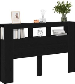 vidaXL LED κεφαλάρι με ράφι Μαύρη Οξυά 160 x 18,5 x 103,5 εκ