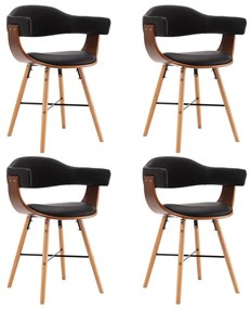 Καρέκλες Τραπεζαρίας 4 τεμ. Μαύρες Συνθετικό Δέρμα/Λυγισμ. Ξύλο - Μαύρο