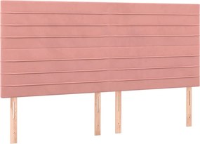 vidaXL Κρεβάτι Boxspring με Στρώμα Ροζ 200x200 εκ. Βελούδινο