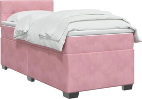 vidaXL Κρεβάτι box spring με στρώμα Ροζ 100 x 200 cm Βελούδο