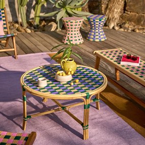 Χαμηλό τραπεζάκι από ρατάν και πλεγμένη ρητίνη, Bianca