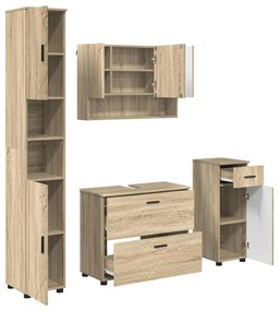 vidaXL Σετ Επίπλων Μπάνιου με ράφι 4 pcs Sonoma Δρυς 30 x 35 x 192 εκ.