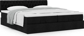 vidaXL Οθωμανικό κρεβάτι με στρώματα Μαύρο 180x200cm Ύφασμα