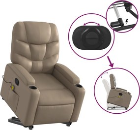 vidaXL Πολυθρόνα Μασάζ Ανακλινόμενη με Ανύψωση Καπουτσίνο Συνθ. Δέρμα