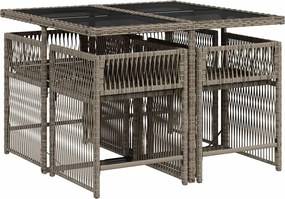 vidaXL Σετ Τραπεζαρίας Κήπου 5 τεμ. Γκρι Συνθ. Ρατάν με Μαξιλάρια