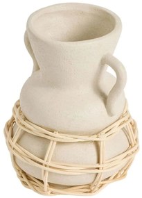 Βάζο Pot 371CTF1102 12x12x16cm Cream Aberto Design Rattan,Κεραμικό