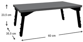 Τραπεζάκι laptop Sidon Megapap χρώμα ανθρακί 60x35,5x23,5εκ.