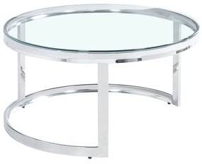 Liberta LOUXOR COFFEE TABLE ΑΣΗΜΙ ΔΙΑΦΑΝΟ 80x80xH43cm 80x80xH43cm 04-0534