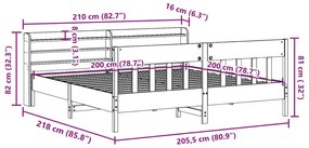 Σκελετός Κρεβ. Χωρίς Στρώμα Λευκό 200x200 εκ Μασίφ Πεύκο - Λευκό