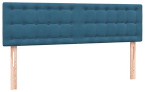 vidaXL Κρεβάτι Boxspring με Στρώμα Σκούρο Μπλε 140x210 εκ. Βελούδινο