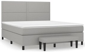 Κρεβάτι Boxspring με Στρώμα Ανοιχτό Γκρι 180x200 εκ. Υφασμάτινο - Γκρι