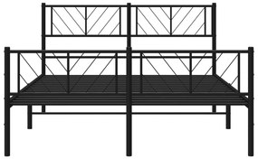 vidaXL Πλαίσιο Κρεβατιού με Κεφαλάρι&Ποδαρικό Μαύρο 135x190εκ. Μέταλλο