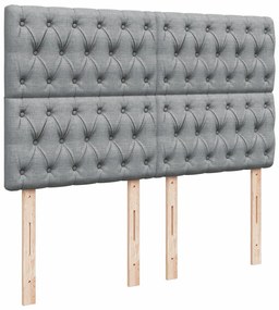 Κρεβάτι Boxspring με Στρώμα Ανοιχτό Γκρι 140x190 εκ. Υφασμάτινο - Γκρι