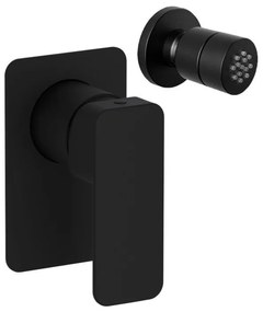 Eurorama Quadra Black Matt Jet επίτοιχο στρογγυλό+Μίκτης Εντοιχισμού 1 Εξόδου