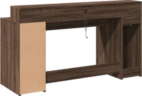 vidaXL Γραφείο με LED Καφέ δρυς 160x55x91 εκ. Επεξεργ. Ξύλο