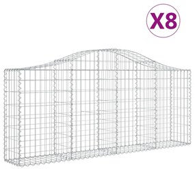 vidaXL Συρματοκιβώτια Τοξωτά 8 τεμ. 200x30x80/100 εκ. Γαλβαν. Ατσάλι