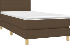 vidaXL Κρεβάτι Boxspring με Στρώμα Σκούρο Καφέ 80x200 εκ. Υφασμάτινο