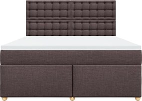 vidaXL Κρεβάτι Boxspring με Στρώμα Σκούρο Καφέ 180x200 εκ Υφασμάτινο
