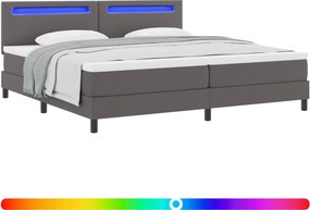 vidaXL Κρεβάτι με ελατήρια με στρώμα Γκρι 200 x 200 cm Τεχνητό δέρμα