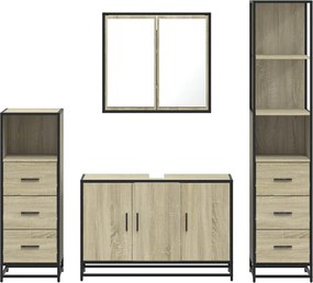 vidaXL Σετ Επίπλων Μπάνιου 4 Τεμαχίων Sonoma Δρυς Επεξεργασμένο Ξύλο