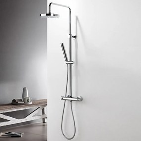 Eurorama Slim Chrome Μπαταρία Ντουζιέρας 2 Εξόδων με Κολώνα, Tηλέφωνο, Στήριγμα Τηλεφώνου και Άθραυστο Σπιράλ  712065-100